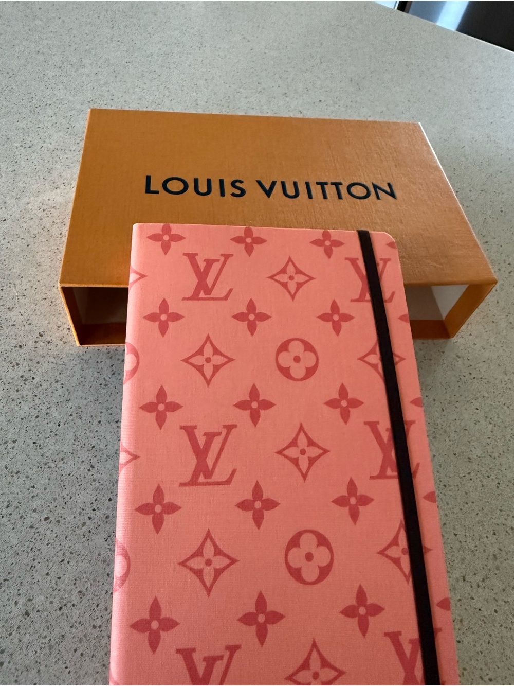 Louis Vuitton Coral Pink Monogram Notebook with Black Band - Picture 2 of 4